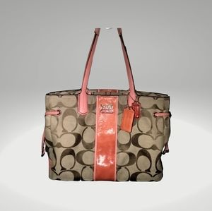 Coach 18967 Coral: Coach  Chelsea Signature Stripe Charlie Tote Bag Purse